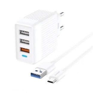 شاحن ميكرو فونينج Foneng Fast Charger Adaptor EU32 with Micro Cable 3 USB  