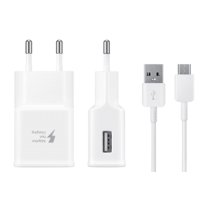 شاحن سامسونج 15 واط Adaptive Fast Charging موديل EP-TA20EWECGWW مع كابل USB إلى USB-C بطول 1.8 متر
